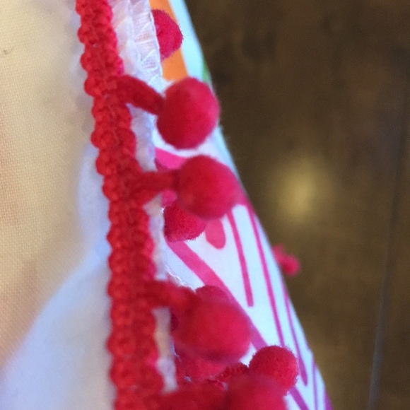 NWOT Lush Vibrant Multi coloured Scarf with Small ball tassels - Picture 7 of 8